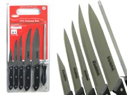 48 Units of 7 Pc Knife Set With Cutting Board - Kitchen Knives