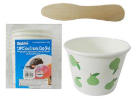 24 Pieces 12 Piece Ice Cream Cup Set - Disposable Plates & Bowls
