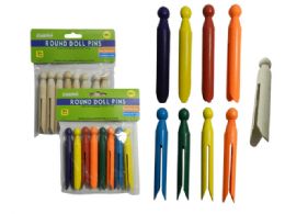 144 Pieces 8pc Craft Doll Pin Round - Craft Wood Sticks and Dowels