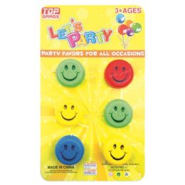 96 Wholesale Party Favor Six Piece Smiley Yoyo