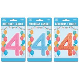 144 Pieces Birthday Glitter Candle Number Four - Birthday Candles
