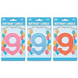 144 Pieces Birthday Glitter Candle Number Nine - Birthday Candles