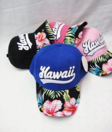 36 Pieces Hawaii Floral Printed Kids Cap Assorted Colors - Kids Baseball Caps
