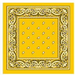 36 Pieces Yellow Gold Paisley Printed Cotton Bandana - Bandanas