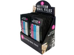 108 Wholesale Glitter Nail File Set Counter Top Display