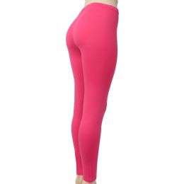 60 Wholesale Soft Feel Full Length Leggings In Black. Free Sized Where One Size Fits Most! In Pink