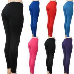 60 Wholesale Soft Feel Full Length Leggings In Assorted Colors. Free Sized Where One Size Fits Most!