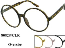 48 Wholesale Large Trendy Round Over Size Eye Glass Frames Assorted