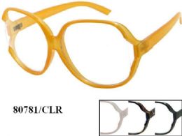 48 Wholesale Large Trendy Plastic Glasses Assorted Color