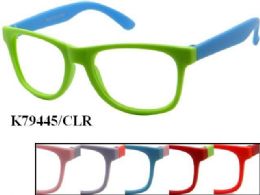 48 Units of Kids Plastic Frame Two Tone Eye Glasses Assorted Color - Eyeglass & Sunglass Cases