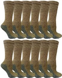 240 Wholesale Women's 2 Tone Ring Spun Cotton Brown Crew Socks Size 9-11