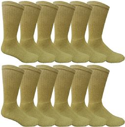 240 Wholesale Mens Ringspun Cotton Ultra Soft Crew Sock Khaki