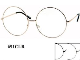 48 of Clear Lens Large Round Metal Eye Glasses
