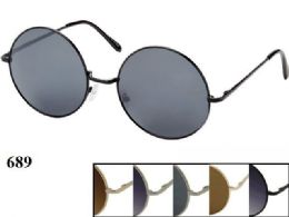 48 Wholesale Round Metal Sunglasses Assorted