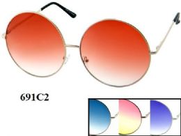 48 Units of Round Trendy Metal Sunglasses Assorted - Eyeglass & Sunglass Cases