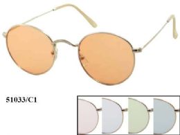 48 Wholesale Round Metal Sunglasses Assorted