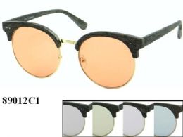 48 Pieces Womens Round Plastic Sunglasses Assorted - Eyeglass & Sunglass Cases