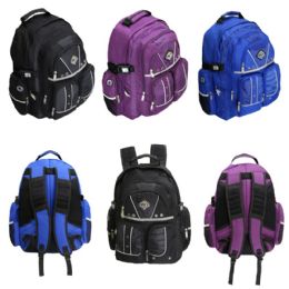 24 Pieces 18" Padded Backpack In 3 Assorted Colors - Backpacks 18" or Larger
