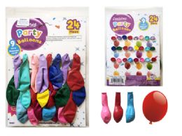 144 Wholesale 24 Piece Party Balloons Assorted Colors