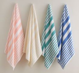 12 Pieces Martex Cabana Stripe Beach Towel Size 35x70 100 Percent Cotton In Blue - Beach Towels