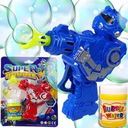 24 Wholesale Friction Powered Robot Carded Bubble Guns