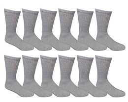 12 Wholesale Yacht & Smith Women's Cotton Crew Socks Gray Size 9-11