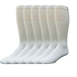 6 pairs Yacht & Smith Men's 30 Inch Long Basketball Socks, White Cotton Terry Tube Socks Size 10-13 - Mens Tube Sock