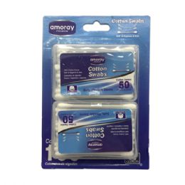 48 Pairs Amoray Cotton Swab 2 Pack 50ct - Personal Care Items