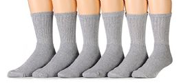 6 Pairs 6 Pairs Of Men's Heavy Duty Steel Toe Work Socks, Gray, Sock Size 10-13 - Mens Crew Socks
