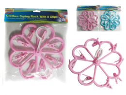 72 Units of Flower Shaped Clothes Laundry Drying Rack With 8 Clips. Blue, Pink - Clothes Pins