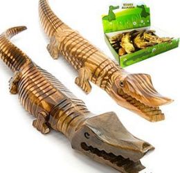 96 Wholesale Wooden Wiggle Alligator With Glass Eyes