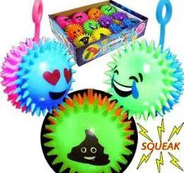 96 Wholesale 3" Flashing Emoji Puffer YO-Yo Balls W/ Squeakers