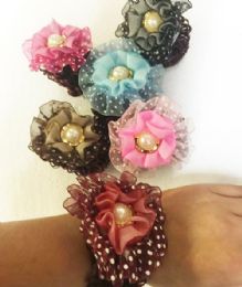 8 Wholesale Hair Band Polka Dot Pearl Color Assorted