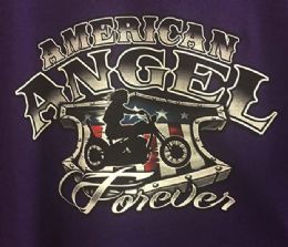 12 Pieces Large Decal T-Shirt American Angel With Biker Girl - Mens T-Shirts