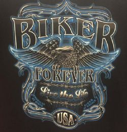 12 Wholesale Large Decal T-Shirt Biker Forever/blue Print
