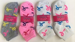 72 Pairs Woman Breast Cancer Short Socks/color Assorted - Womens Ankle Sock