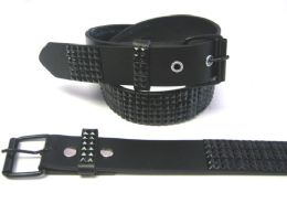 48 Pairs Pyramid Studded Black Belt - Unisex Fashion Belts