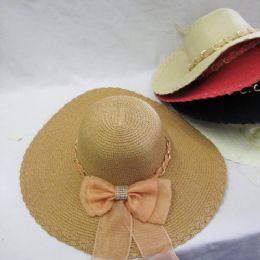 36 Wholesale Womens Fashion Summer Hat With Gold Chains