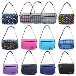 24 Wholesale 16" Track Messenger Bag In A Random 6 Colors And 7 Prints Assortment