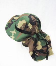 24 Wholesale Mens Boonie / Hiking Cap Hat Camo Color