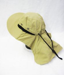 24 Wholesale Mens Boonie / Hiking Cap Hat Khaki Color