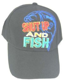 36 Wholesale Shut Up Fish Assorted Color Baseball Cap