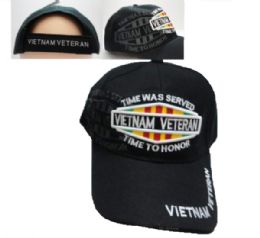 36 Wholesale Baseball Cap Vietman Veteran Black Only