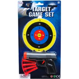 96 Wholesale Toy Gun With Soft Darts And Target On Blister Card