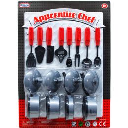 24 Pieces Apprentice Chef Cooking Play Set In Blister Card - Girls Toys