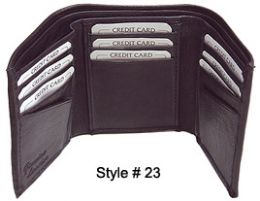 24 Pairs Tri Fold Wallet Black - Wallets & Handbags