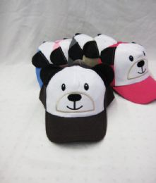 36 Bulk Kid's Panda With Ears Baseball Cap