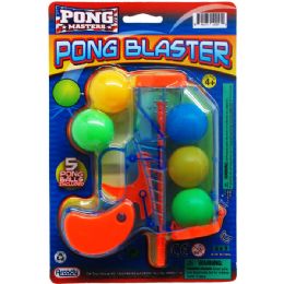 72 Wholesale 6" Ping Pong Toy Gun W/ 5pc Balls On Blister Card, 2 Assrt