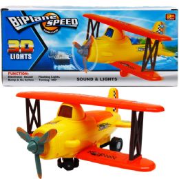 24 Wholesale Bump And Go Airplane With Light And Sound In Color Box