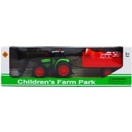 18 Wholesale 9.5" F/f Farm Tractor W/8" Wagon & Accss In Window bx